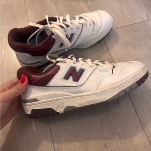New Balance 550 White and Maroon Sneakers